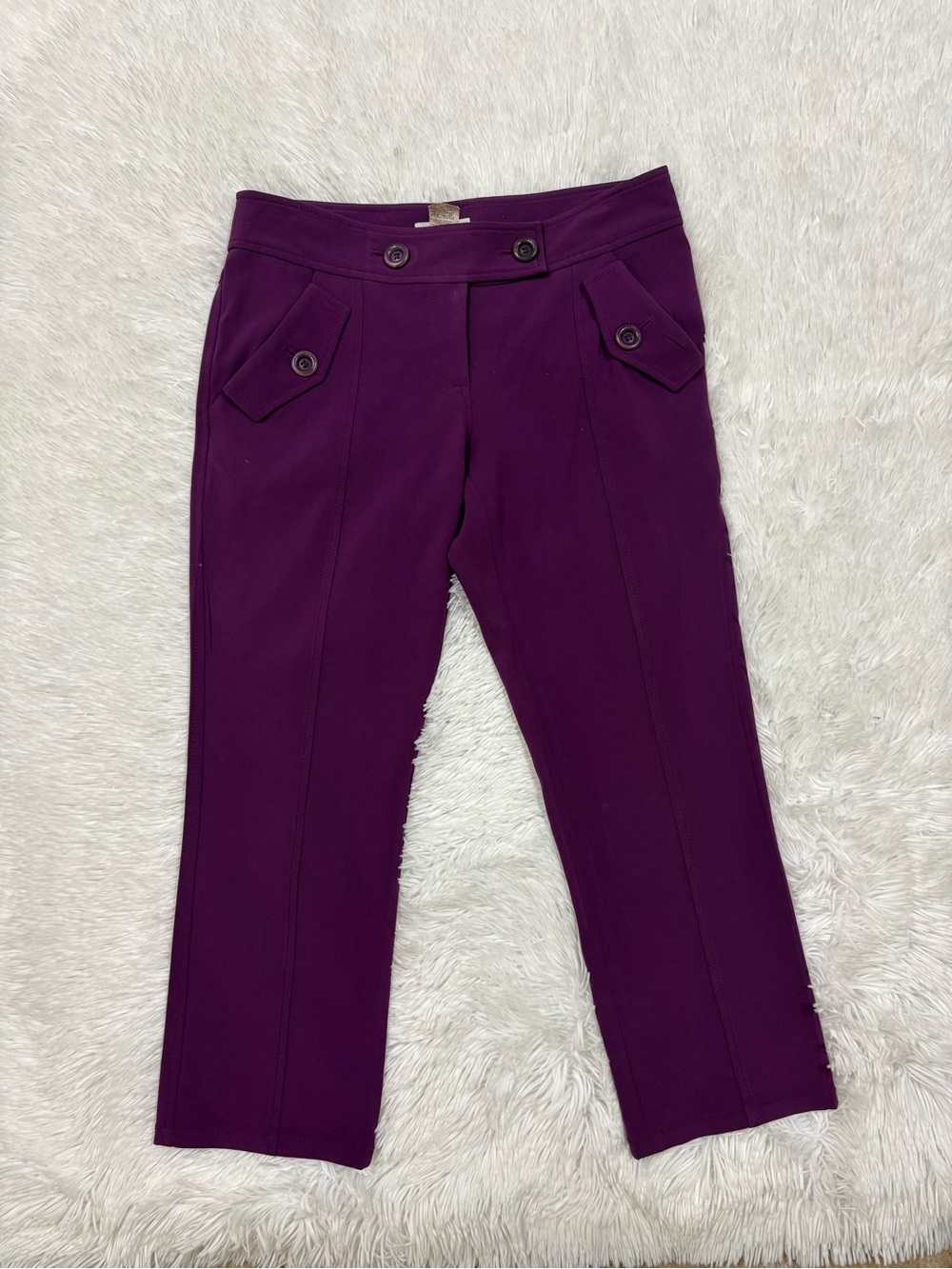 Moschino Girls' Deep Purple Ponte Pull-On Pants with Button Tabs